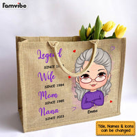 Personalized Mother's Day Gift Legend Wife Mom Nana Linen Jute Shopping Bag 32449 thumb 1