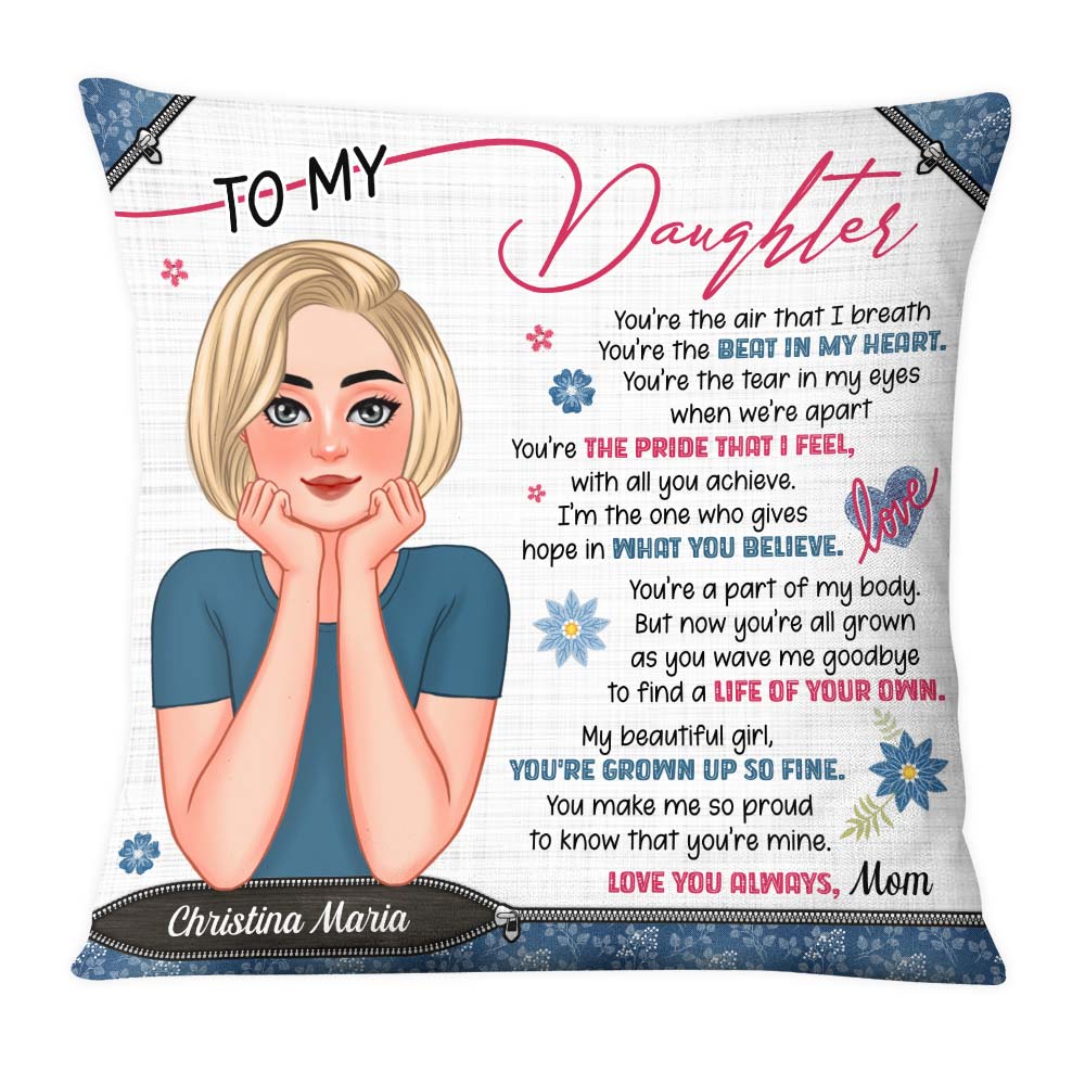 Personalized Gift For Daughter Inspirational Words Pillow 32461 Primary Mockup