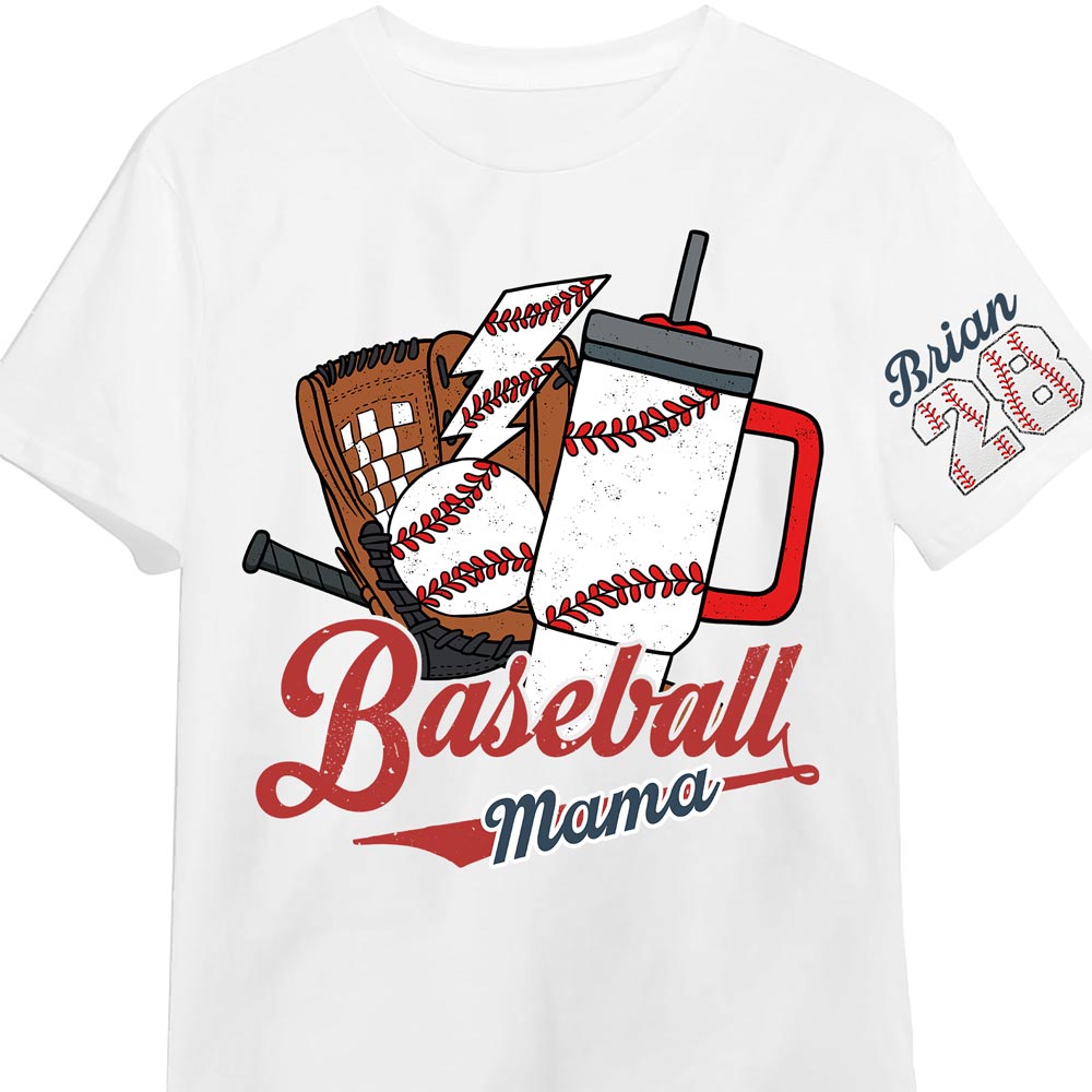 Personalized Gift For Baseball Mama Sleeve Printed T-shirt 32462 Primary Mockup