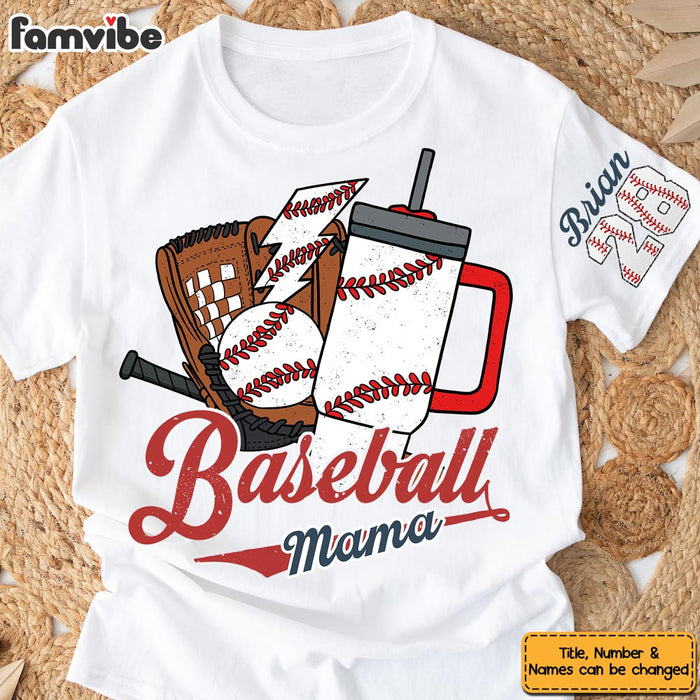 Personalized Gift For Baseball Mama Sleeve Printed T-shirt 32462 1