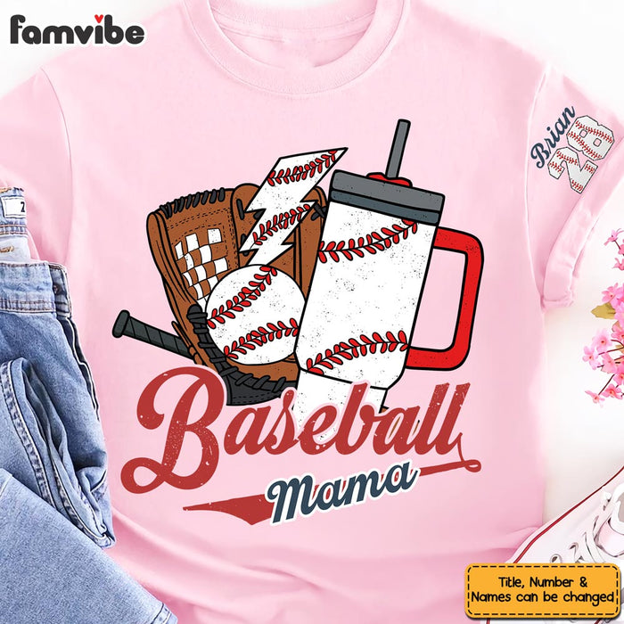 Personalized Gift For Baseball Mama Sleeve Printed T-shirt 32462 1
