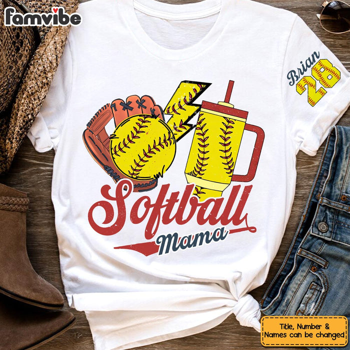 Personalized Gift For Baseball Mama Sleeve Printed T-shirt 32462 1