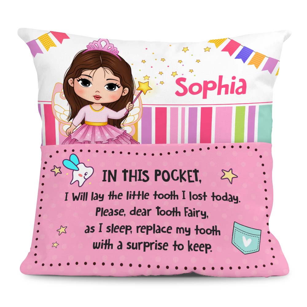 Personalized Gift For Kid Dear Tooth Fairy Pocket Pillow With Stuffing 32475 Primary Mockup