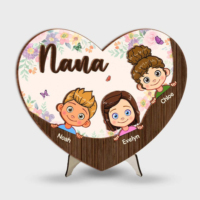 Personalized Gift For Grandma Lovely Floral 2 Layered Separate Wooden Plaque 32480 1