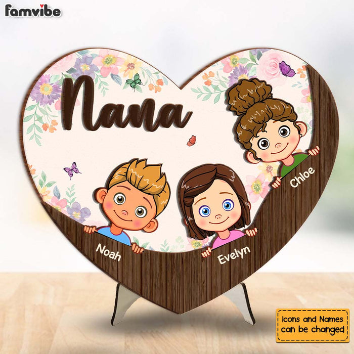 Personalized Gift For Grandma Lovely Floral 2 Layered Separate Wooden Plaque 32480 1