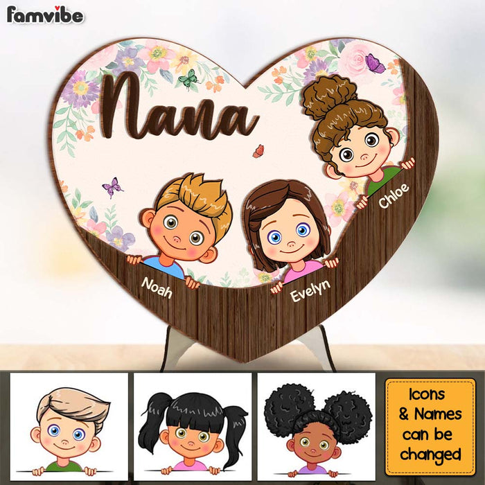 Personalized Gift For Grandma Lovely Floral 2 Layered Separate Wooden Plaque 32480 1