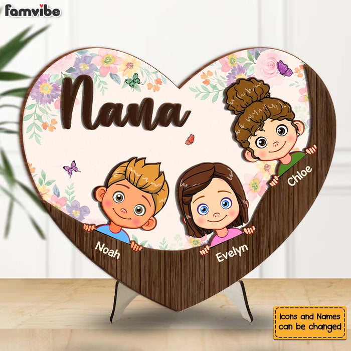 Personalized Gift For Grandma Lovely Floral 2 Layered Separate Wooden Plaque 32480 1