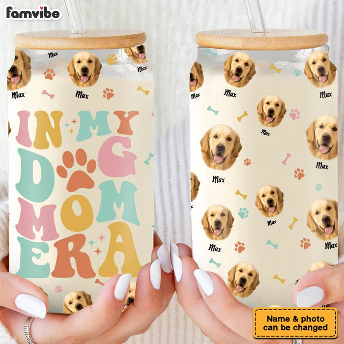 Personalized Gift For Dog Lover Photo In My Dog Mom Era Glass Can 32488 1