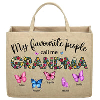 Personalized Gift For Grandma My Favourite People Call Me Linen Jute Shopping Bag 32507 thumb 1