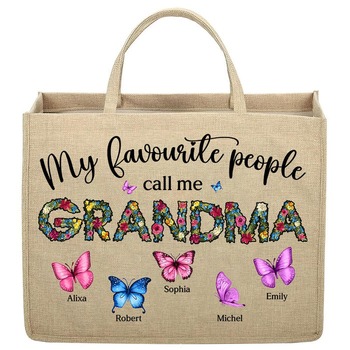 Personalized Gift For Grandma My Favourite People Call Me Linen Jute Shopping Bag 32507 1