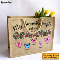 Personalized Gift For Grandma My Favourite People Call Me Linen Jute Shopping Bag 32507 thumb 1