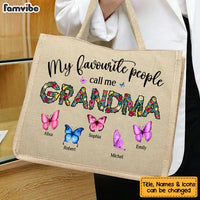 Personalized Gift For Grandma My Favourite People Call Me Linen Jute Shopping Bag 32507 thumb 1
