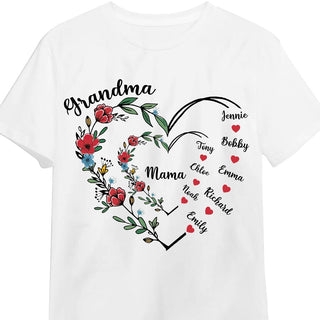 Personalized Gift For Grandma Floral Heart Shirt Hoodie Sweatshirt 32512 Primary Mockup