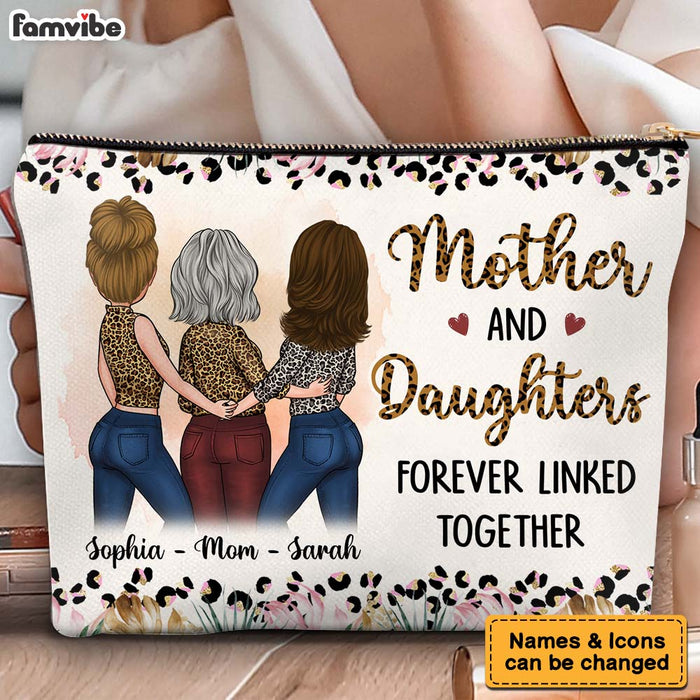 Personalized Gift For Mother And Daughter Forever Linked Together Cosmetic Bag 32200 1
