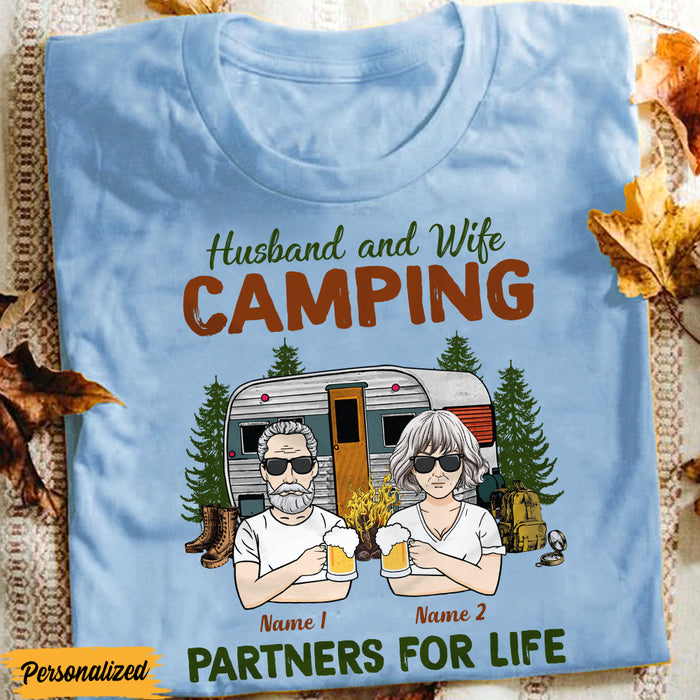 Personalized Couple Camping Partners For Life T Shirt JN173 95O47 1