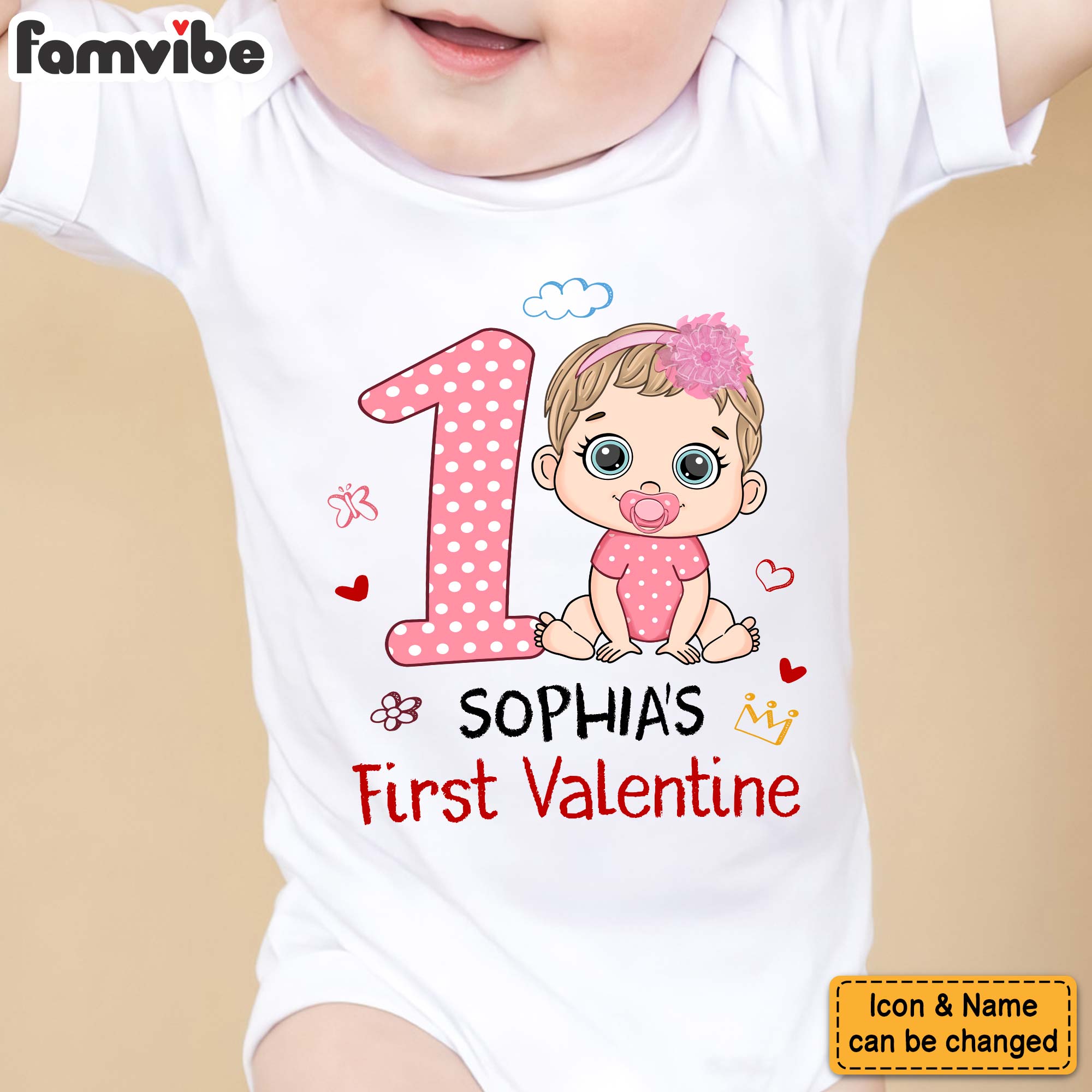 Personalized Gift For Baby First Valentine Baby Onesie 31286 Primary Mockup