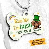 Personalized Dog Kiss Me Irish St Patrick's Day Bone Pet Tag JR203 81O58 thumb 1