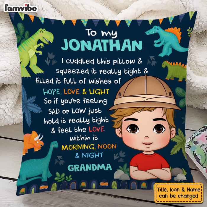 Personalized Gift For Grandson To My Grandson Dinosaur Theme Kid Pillow 30690 1