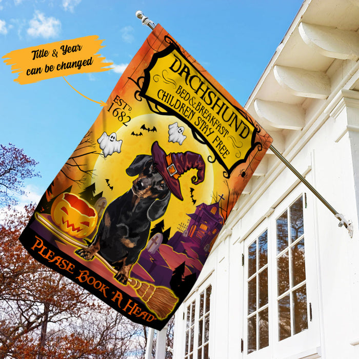 Personalized Dachshund Dog Bed and Breakfast Halloween Flag AG191 87O53 1