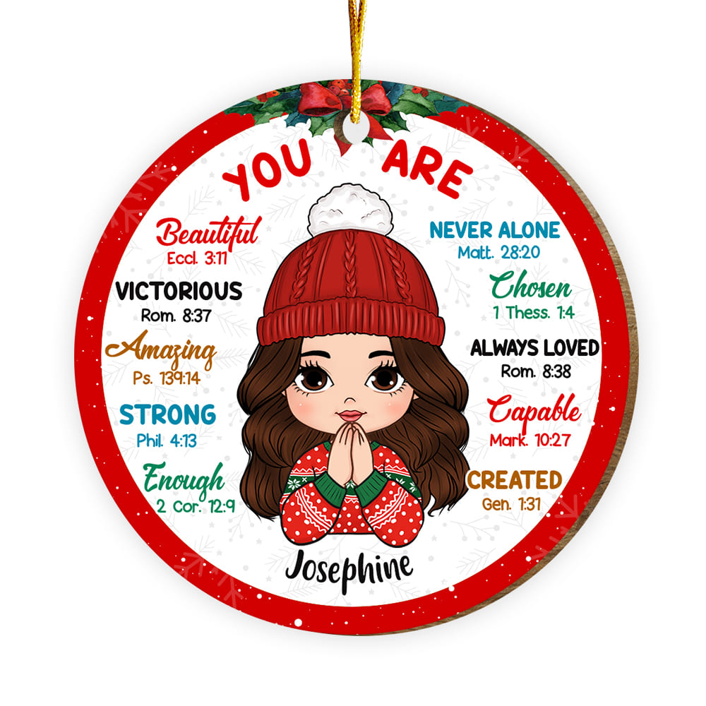 Personalized Gift For Granddaughter You Are Bible Verse Circle Ornament 30138 Primary Mockup