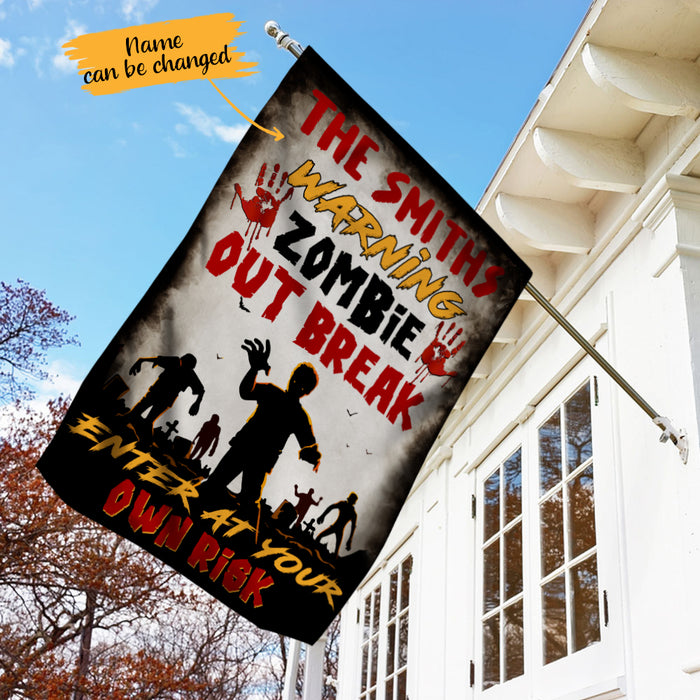 Personalized No Trespassing Halloween Zombie Outbreak Flag AG172 30O65 1