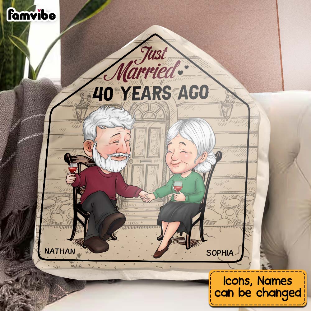 Personalized Anniversary, Loving Gift For Couples Just Married 40 Years Ago Shaped Pillow 30643 Primary Mockup