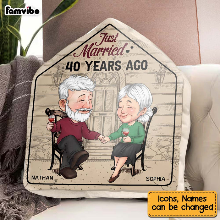 Personalized Anniversary, Loving Gift For Couples Just Married 40 Years Ago Shaped Pillow 30643 1