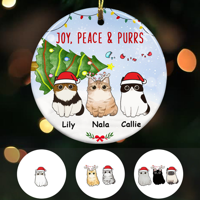 Personalized Joy Peace Purrs Cat Christmas  Ornament OB223 30O57 1