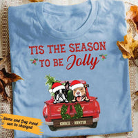 Personalized Dog Red Truck Jolly Christmas T Shirt OB52 87O58 thumb 1
