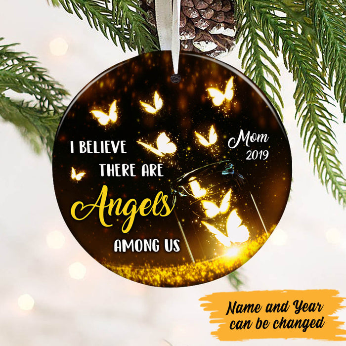 Personalized Memorial Nana Grandpa Butterfly Heaven  Circle Ornament NB113 99O60 1