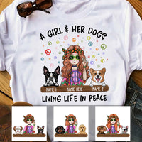 Personalized Hippie Girl And Dog T Shirt MR182 30O36 thumb 1