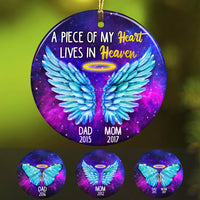 Personalized Memorial Mom Dad A Pieace Of My Heart Ornament OB72 87O60 thumb 1