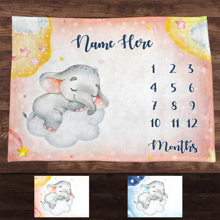 Personalized Elephant Baby Milestone Blanket OB203 81O60 1