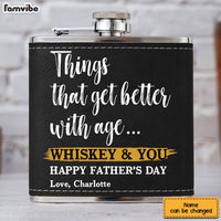 Personalized Gift For Grandpa Things Are Better With Age Leather Hip Flask 32272 thumb 1