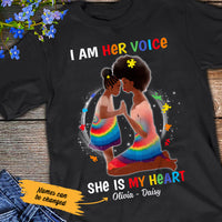 Personalized Autism Mom BWA Her Voice My Heart T Shirt AG32 65O47 thumb 1