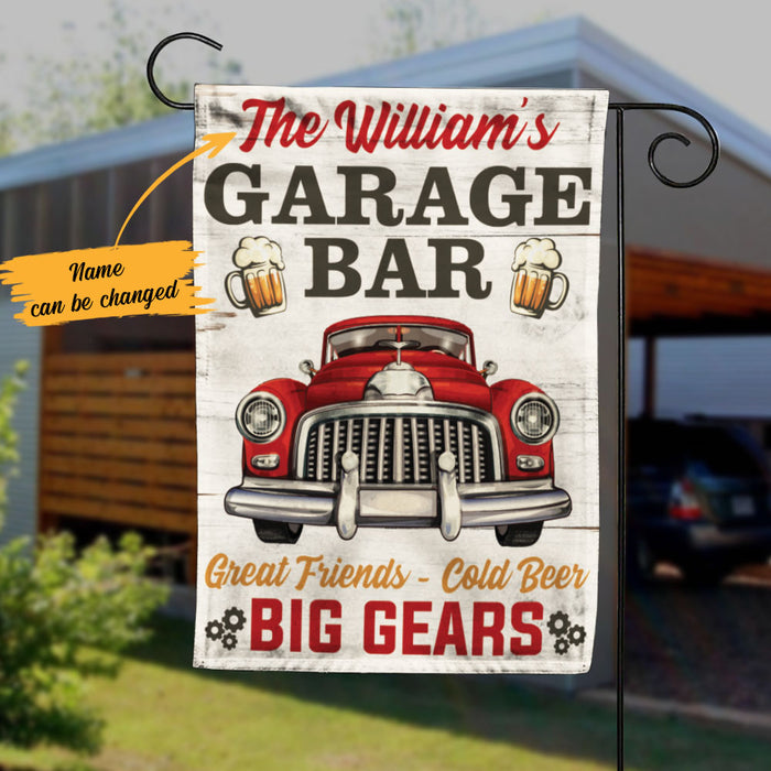Personalized Garage Bar Friends Beer & Gears Flag AG172 95O58 1