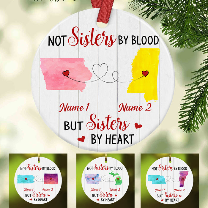 Personalized Sisters By Heart Long Distance Watercolor  Ornament SB2417 30O34 1
