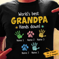 Personalized Grandpa Dad Hands Down T Shirt MY31 73O34 thumb 1