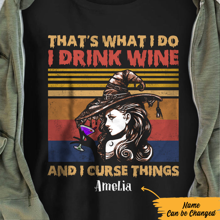Personalized Wine Witch I Drink Wine And I Curse Things Halloween T Shirt JL252 26O57 1