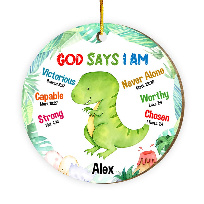 Personalized Inspirational Gift For Grandson Dino God Says  I Am Circle Ornament 30144 1
