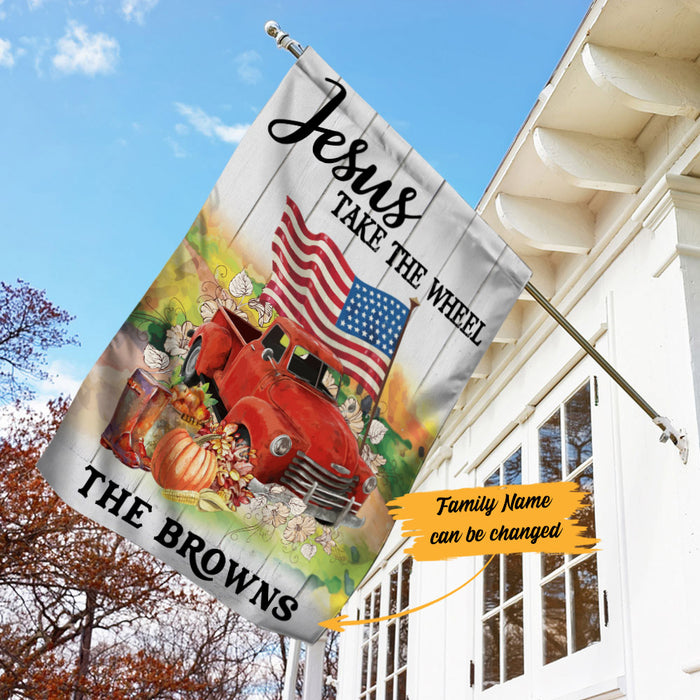 Personalized Jesus Take The Wheel Farm Flag JL213 29O53 1