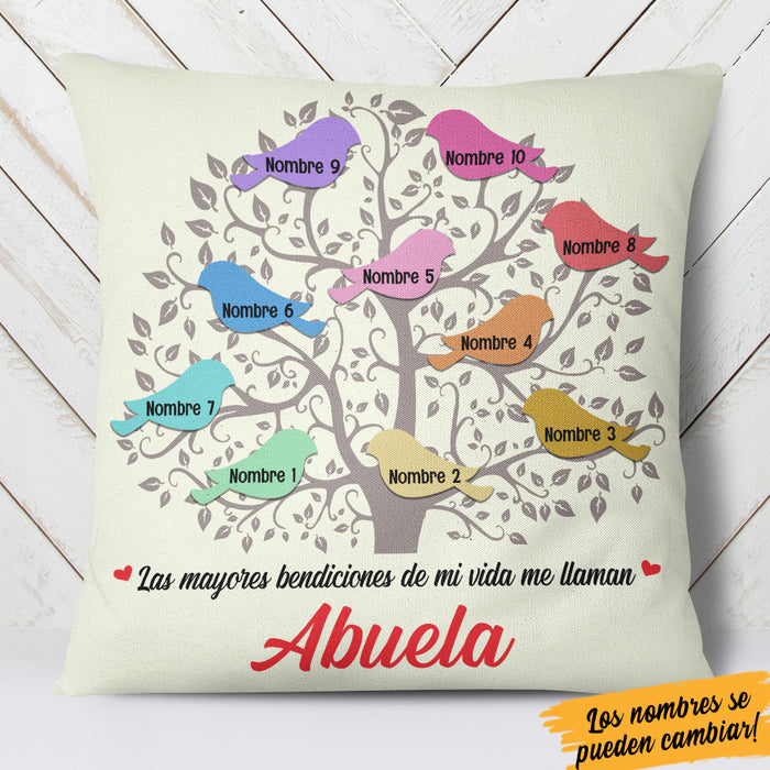 Personalized Spanish Abuela Family Tree Mom Grandma Pillow AP132 65O36 1