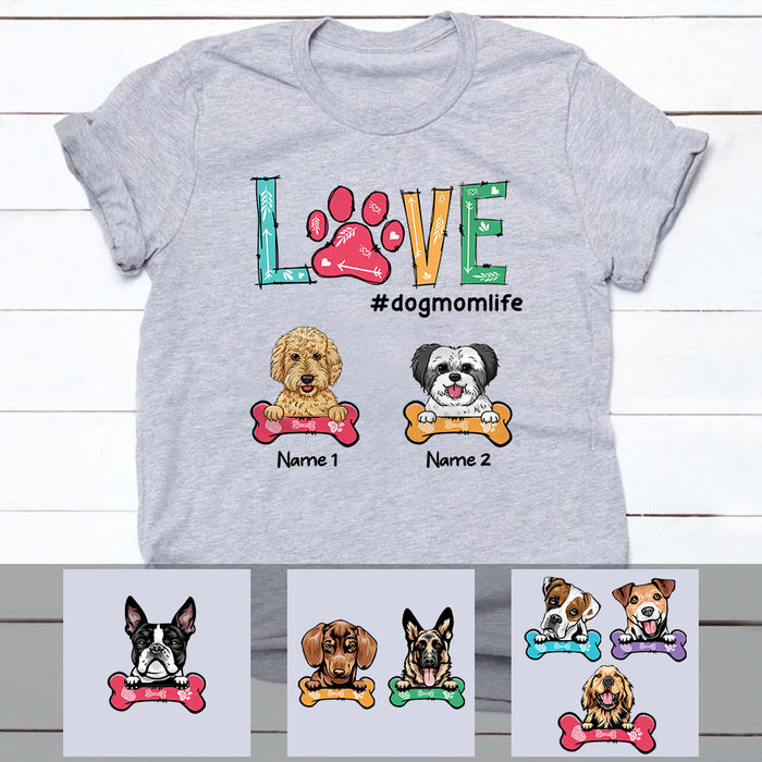 Personalized Love Dog Mom Life T Shirt FB31 30O53 1