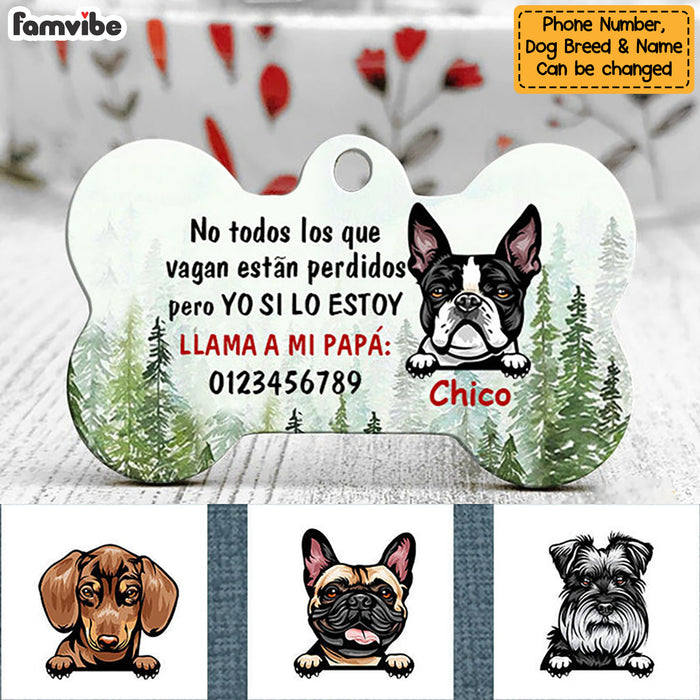 Personalized Dog Lost Wander Spanish Perro Bone Pet Tag AP151 81O58 1