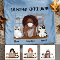 Personalized Coffee Lover Cat Mom T Shirt JR251 65O57 thumb 1