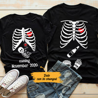 Personalized Love Couple Halloween Pregnancy Announcement Couple T Shirt SB281 87O36 thumb 1