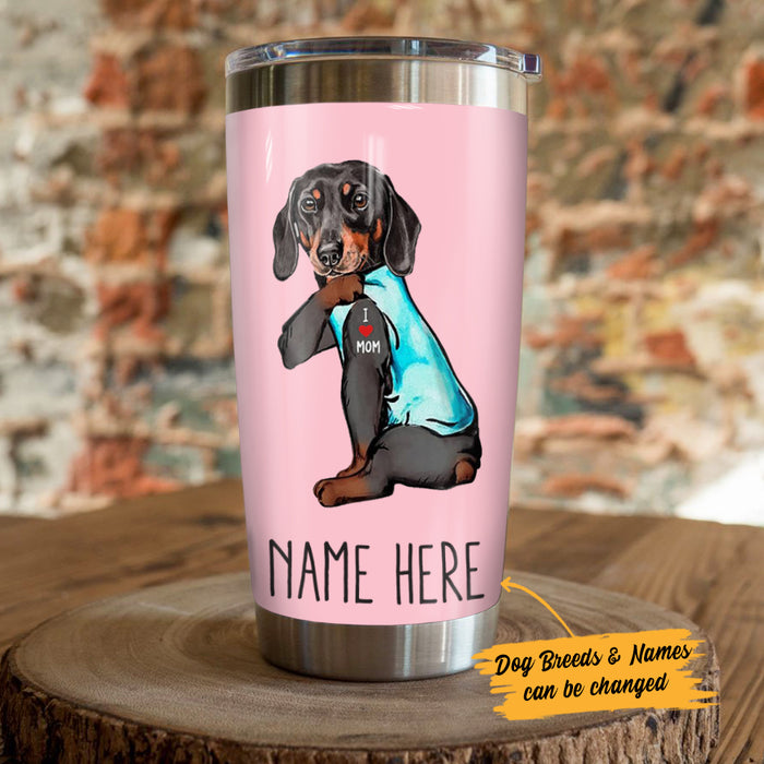 Personalized Dog I Love Mom Steel Tumbler  DB152 81O36 1