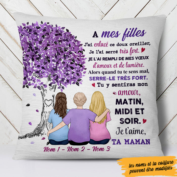 Personalized Mom Grandma Maman Grand-mère French Tree Hug Pillow AP52 73O47 (Insert Included) 1