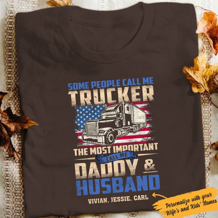 Personalized Trucker Dad & Husband T Shirt JN192 95O57 1