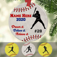 Personalized Baseball Softball  Circle Ornament NB141 95O53 thumb 1